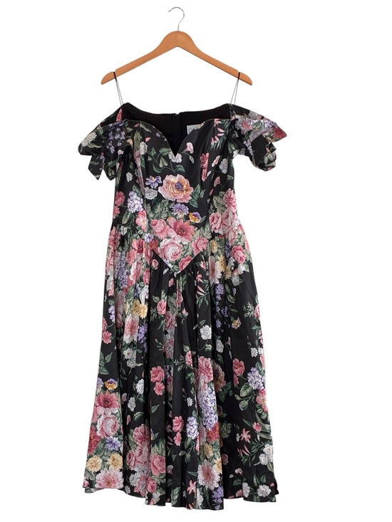 Dresses & Skirts - Expo | Vintage floral cotton off the shoulder 80’s/90’s princess cut dress